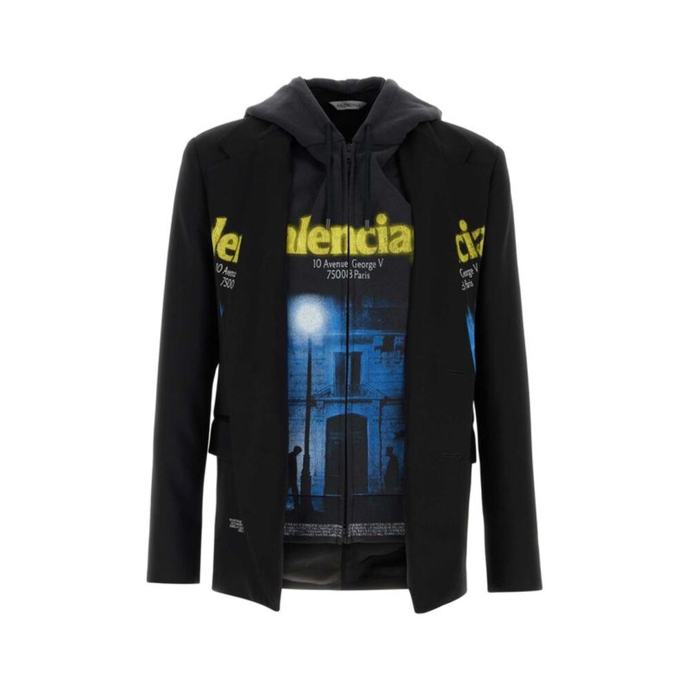 Balenciaga Men Black Wool Blazer